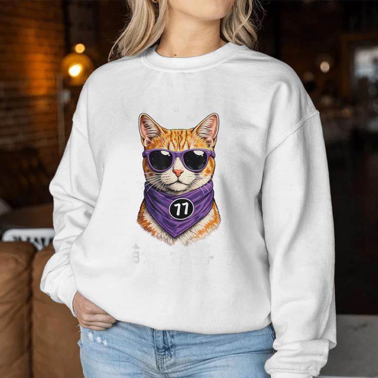 喜寿 77歳 Kiju 猫好き 誕生日 可愛い 男性 女性 レディーススウェットシャツ 面白い贈り物
