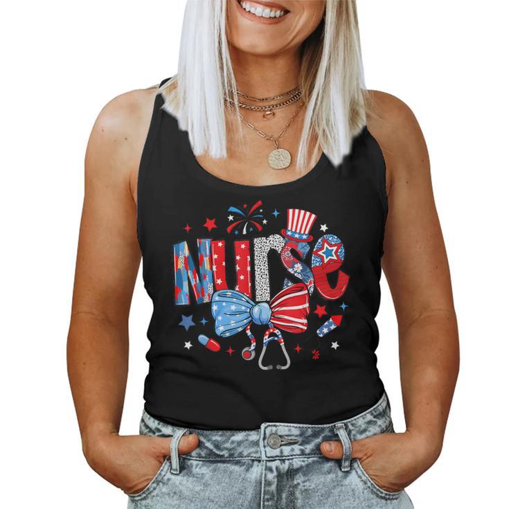 4Th Of July Nurse American Flag Fourth Of July Nurse Women Tank Top