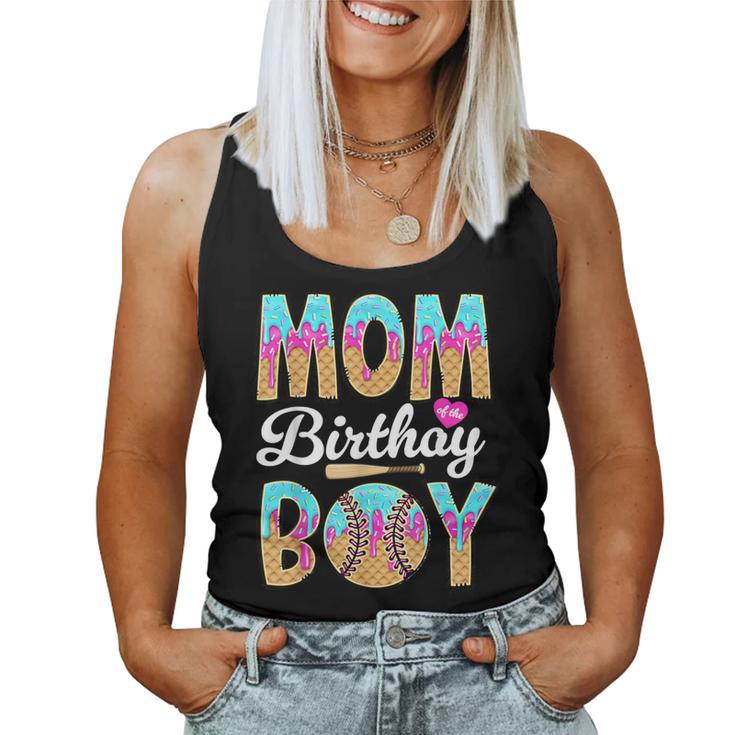 Baseball Ice Cream Drip Mom Of The Birthday Boy Baseball Women Tank Top