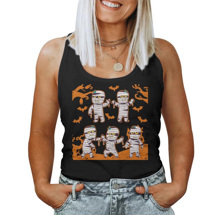 Dabbing Dancing Mummy ハロウィン ダブ ダンス ポーズ ミイラ 長袖tシャツ レディースタンクトップ