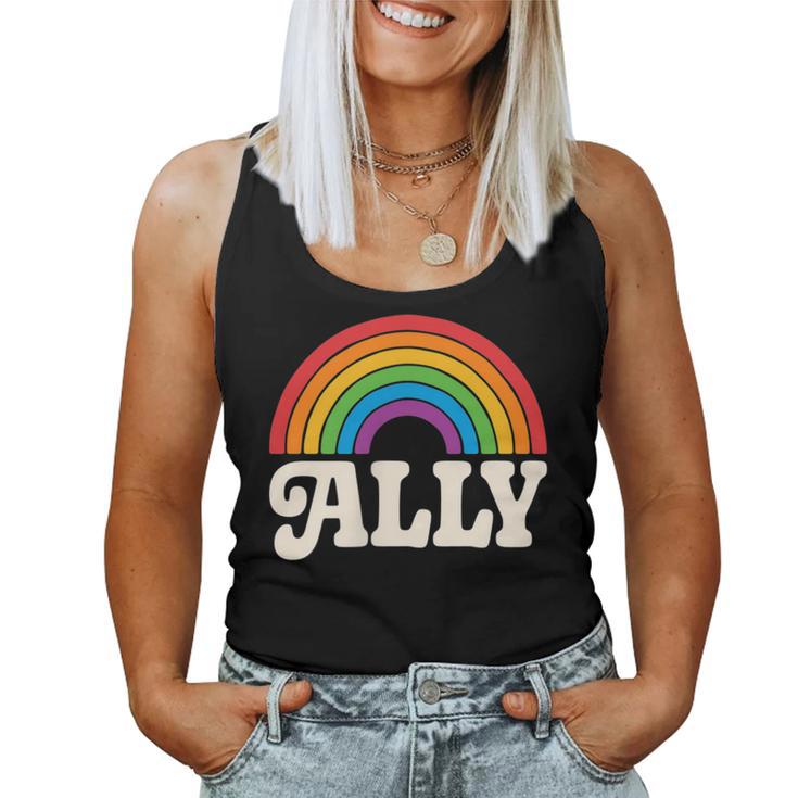 Lgbtq Ally Pocket Retrointage Gay Pride Lgbt Rainbow Flag レディースタンクトップ