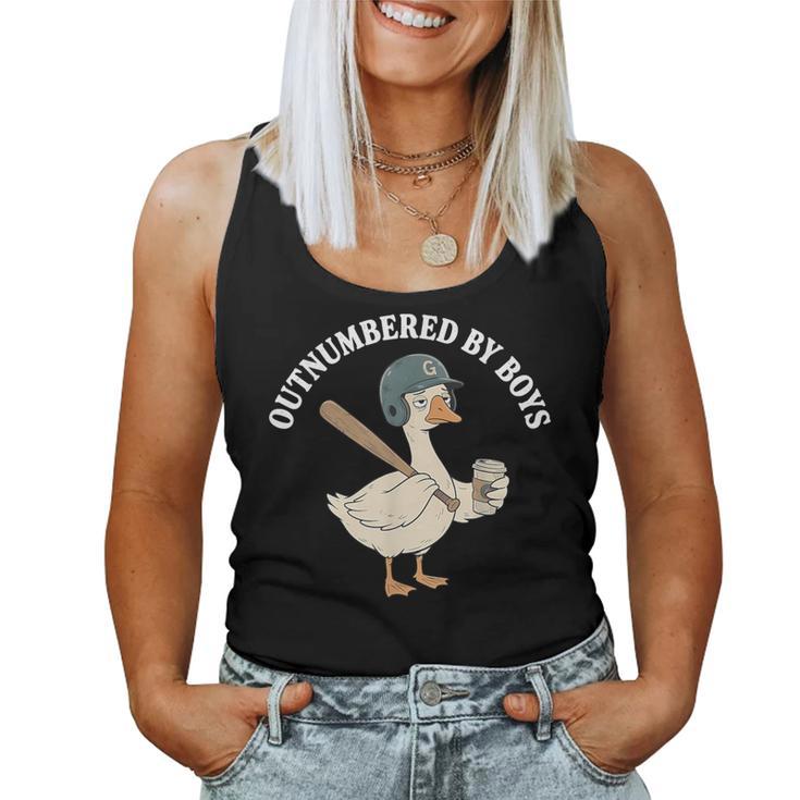 Outnumbered By Boys Baseball Mom Goose Women Tank Top