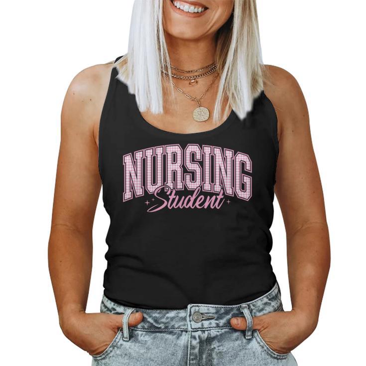 Pink Gingham Nursing Student Trendy Nurse School Top Women Tank Top