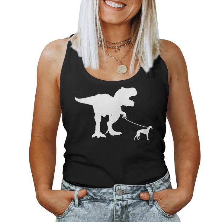 T-Rex Walking Greyhound Divertente Cane Mamma Papà Dinosauro T Rex Canotta da donna