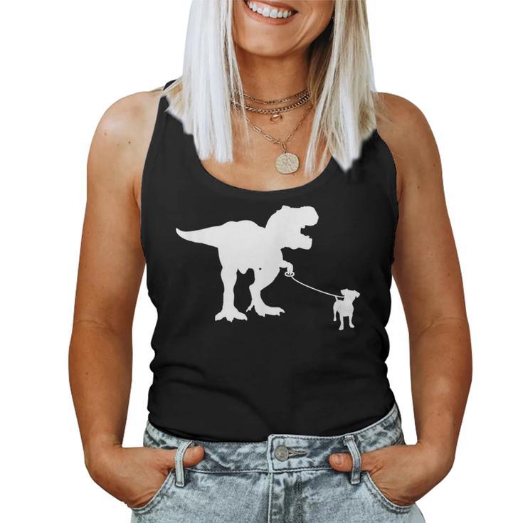 T-Rex Walking Jack Russel Divertente Cane Mamma Papà Dinosauro Trex Canotta da donna