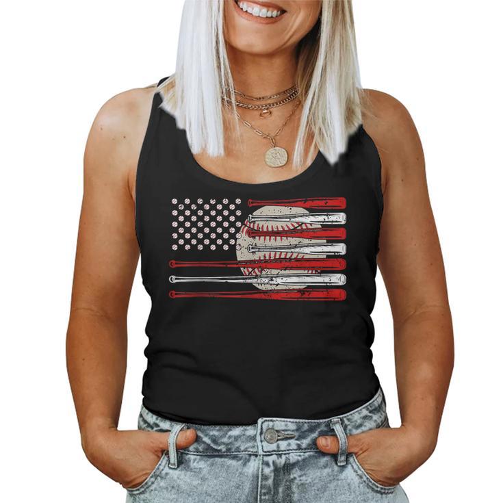 Vintage Baseball American Flag Usa For Dad Mom Women Tank Top