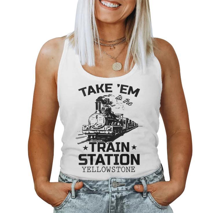 Yellowstone Llevar Em A La Estación De Tren Divertido Cuello Camiseta sin mangas para mujer