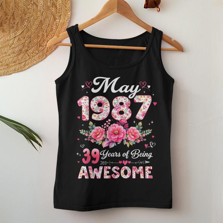 39歳 1987年5月 花柄 39歳 誕生日 男性 女性 レディースタンクトップ 面白い贈り物