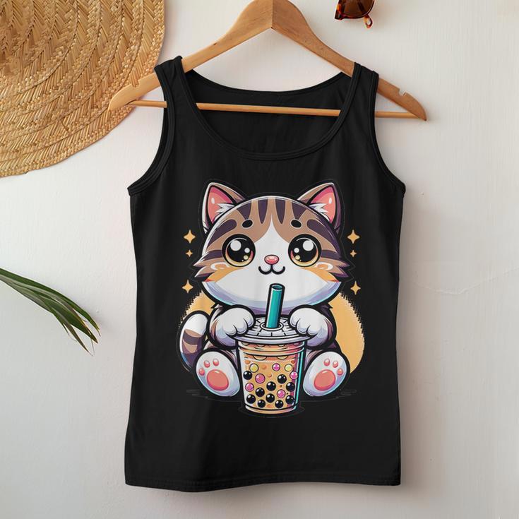 Boba Cat Drinking Boba Kitten Kawaii 日本人 男性 女性 キッズ レディースタンクトップ 面白い贈り物
