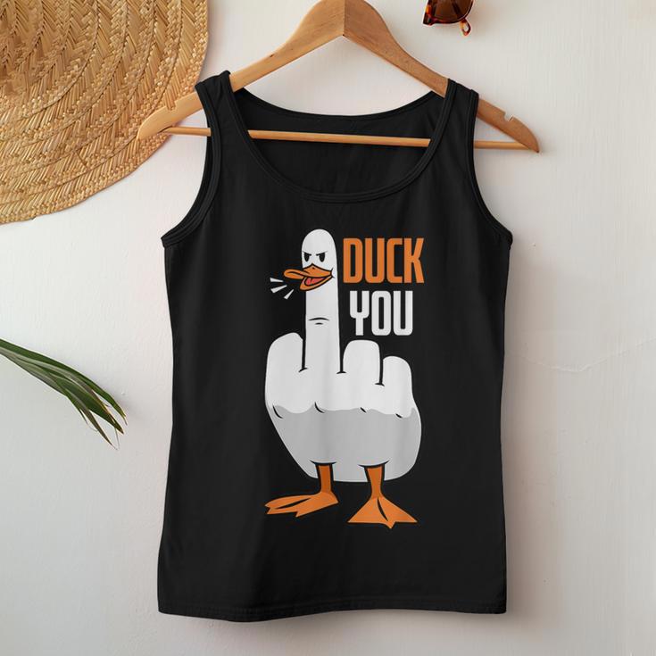 Duck You Duck レディースタンクトップ 面白い贈り物