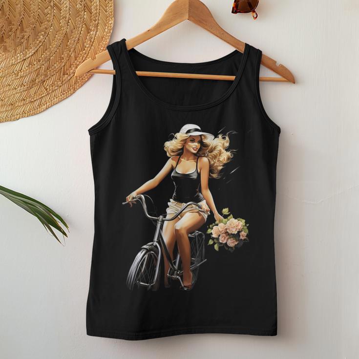Pinup Girl 自転車 乗馬 サイクリスト ヴィンテージ レディースタンクトップ 面白い贈り物