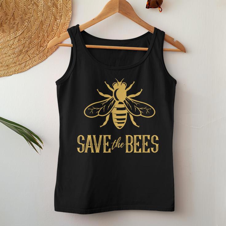 Save The Bees 花、じんましん、アースデイ、環境、平和 レディースタンクトップ 面白い贈り物