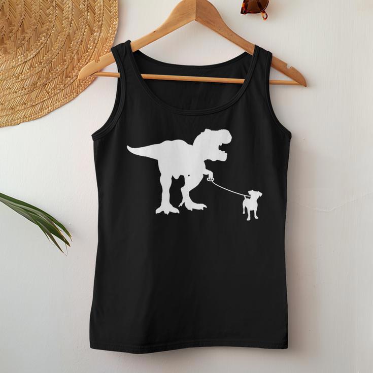 T-Rex Walking Jack Russel Divertente Cane Mamma Papà Dinosauro Trex Canotta da donna Regalos divertidos