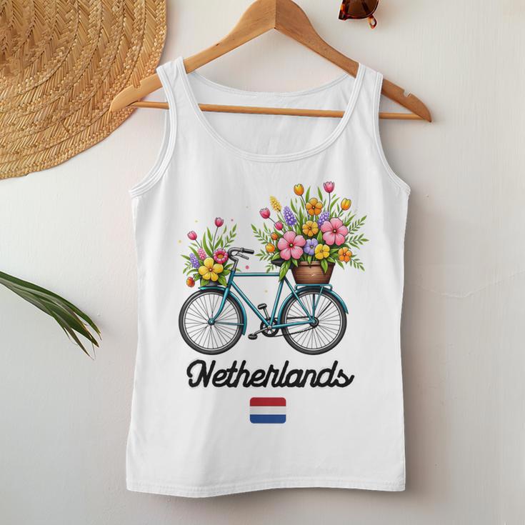 オランダの風車 チューリップフィールド オランダ 春の花 バイク レディースタンクトップ 面白い贈り物