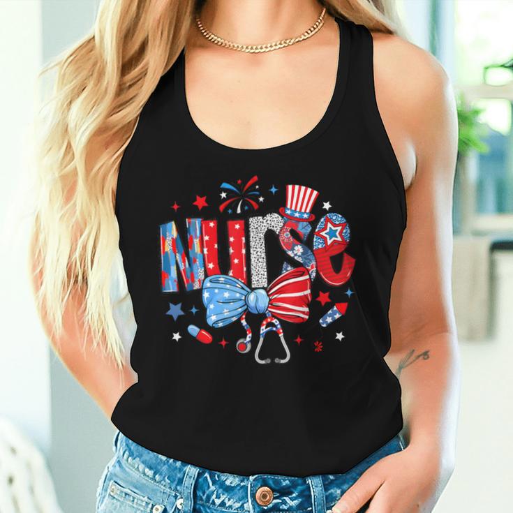 4Th Of July Nurse American Flag Fourth Of July Nurse Women Tank Top Gifts for Her