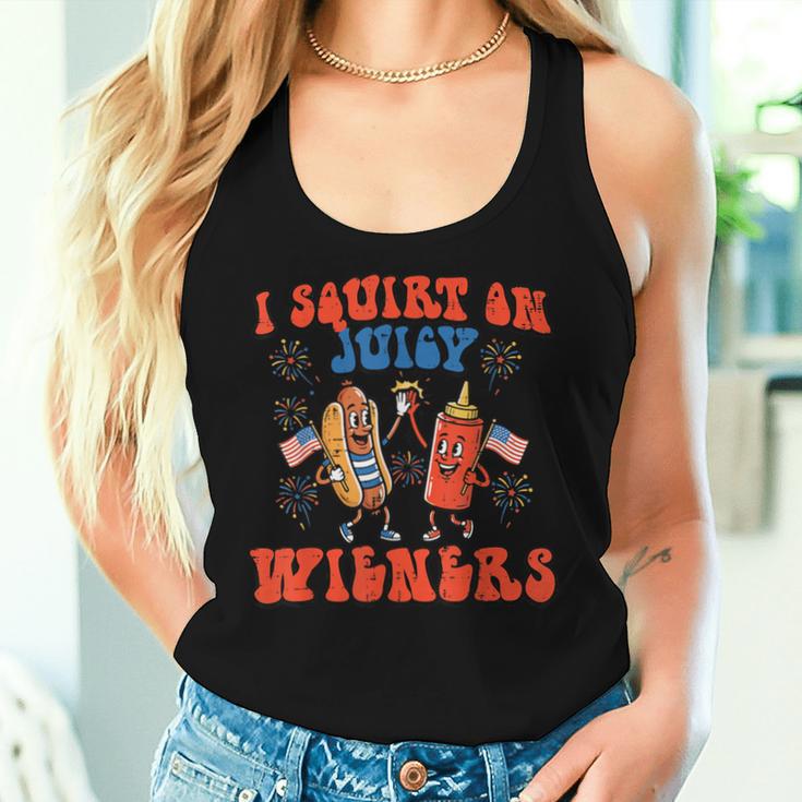 4Th Of July I Squirt On Juicy Wieners Hotdog Men Women Tank Top Gifts for Her