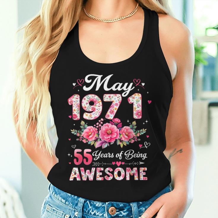 55歳 1971年5月 花柄 55歳 誕生日 男性 女性 レディースタンクトップ 彼女への贈り物