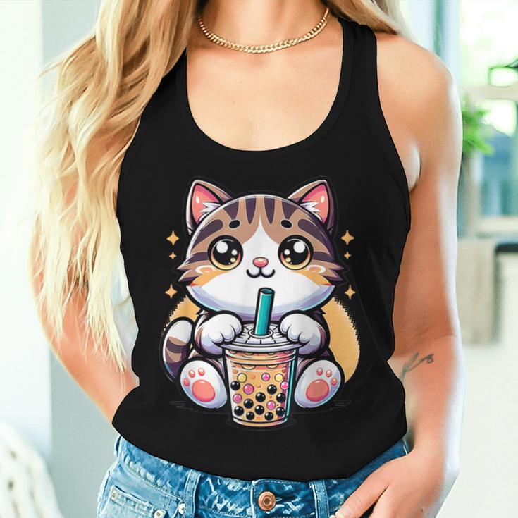Boba Cat Drinking Boba Kitten Kawaii 日本人 男性 女性 キッズ レディースタンクトップ 彼女への贈り物