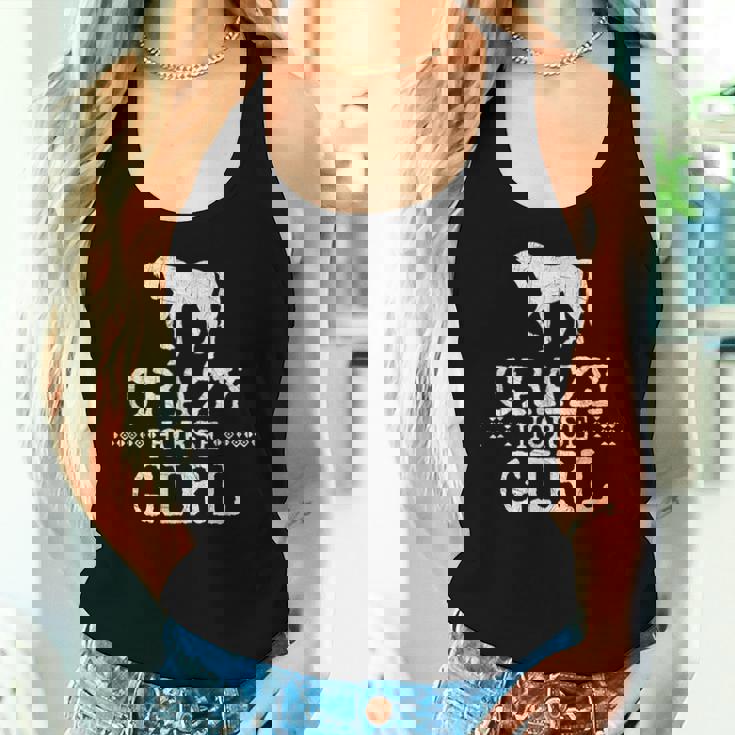 Crazy Horse Girl 、ストレスを感じたエクエストリアン愛好家へのギフト レディースタンクトップ 彼女への贈り物