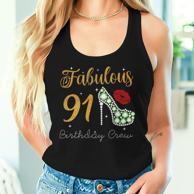 Fabulous Queen 91歳の誕生日クルーパーティ隊のお祝い 長袖tシャツ レディースタンクトップ 彼女への贈り物