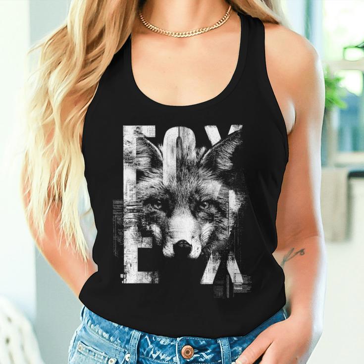 Fox グラフィックアート 動物愛好家 野生動物 森 男性 女性 レディースタンクトップ 彼女への贈り物