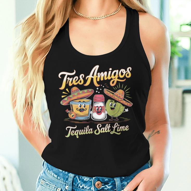 Drinking 3 Tres Amigos Tequila ソルト ライム シンコ・デ・マヨ レディースタンクトップ 彼女への贈り物