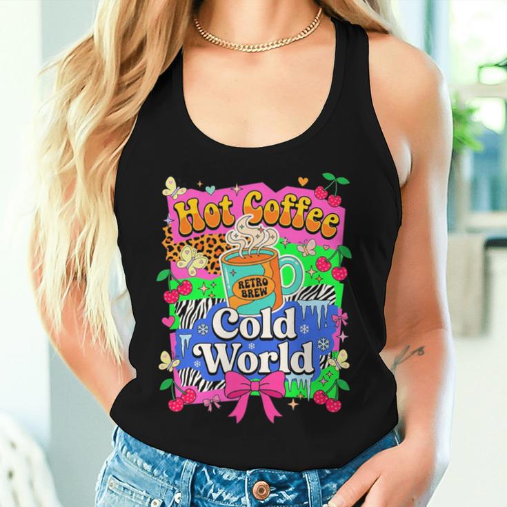 Hot Coffee Cold World レトロ コケット リボン グラフィック 長袖tシャツ レディースタンクトップ 彼女への贈り物