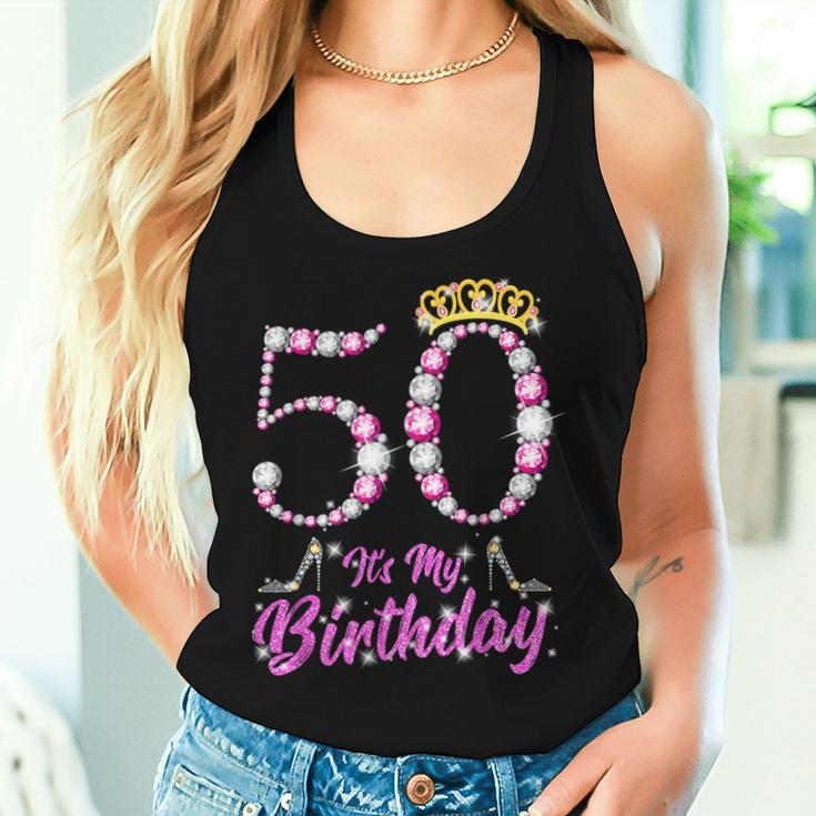 It's My 50Th Birthday Queen Tiarahoes 50歳 Old Bday ギフト レディースタンクトップ 彼女への贈り物