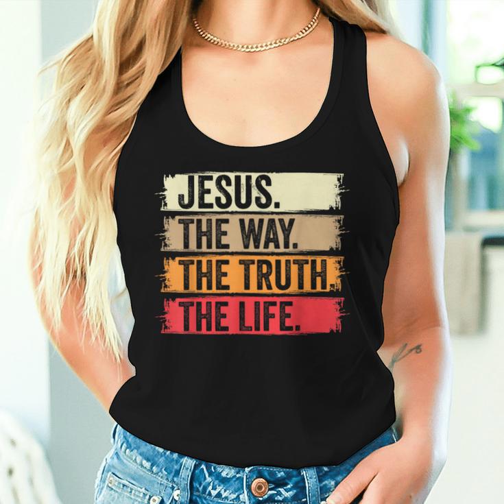 Jesus The Way The Truth Life Erse Christian Worship レディースタンクトップ 彼女への贈り物