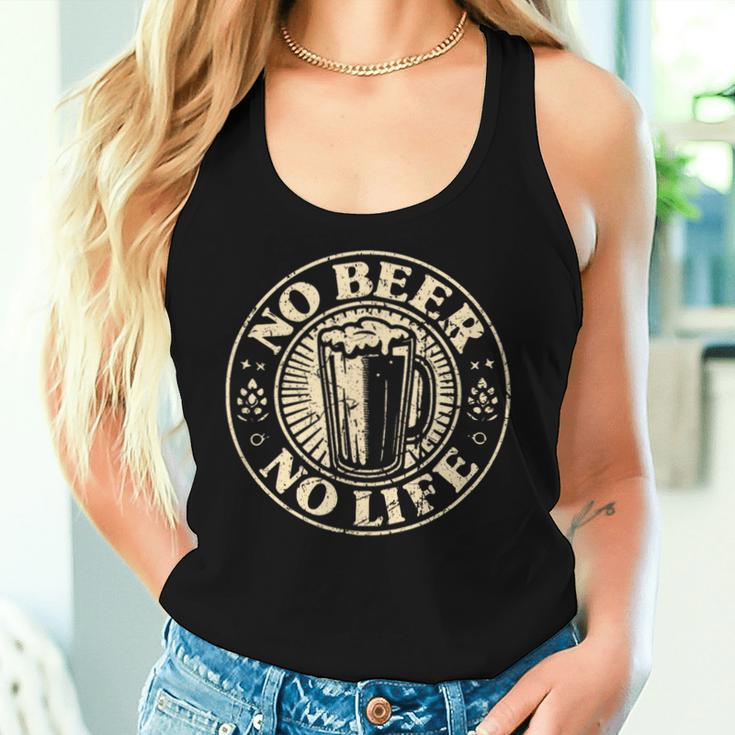 No Beer No Life ヴィンテージドリンク ビール愛好家 ビールファン向け レディースタンクトップ 彼女への贈り物