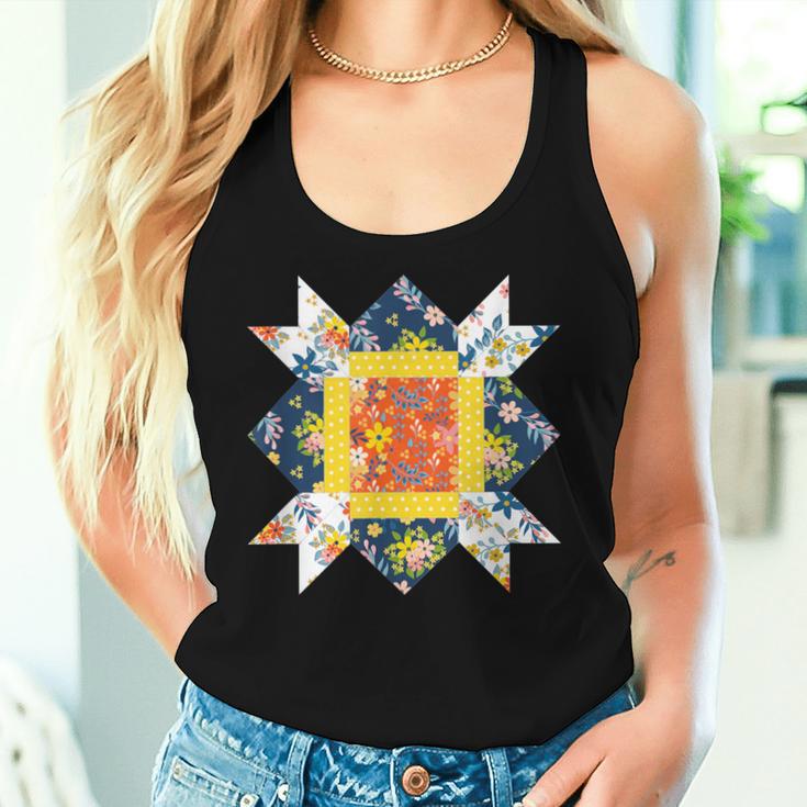 Quilters クラシック風防キルトブロック 花柄パッチワーク レディースタンクトップ 彼女への贈り物