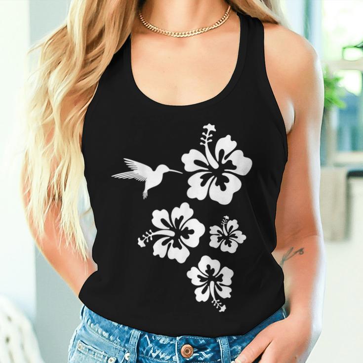 ハチドリ、ハイビスカス、花、男性、女性、子供 Tropical Hummingbird Hibiscus Flowers レディースタンクトップ 彼女への贈り物