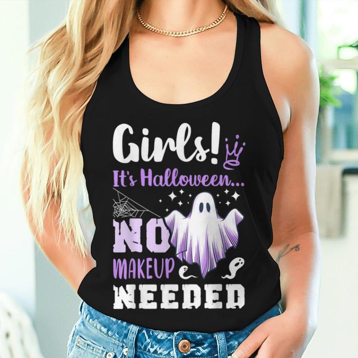 ハロウィンメイクのジョーク、女の子、面白い、英語で レディースタンクトップ 彼女への贈り物