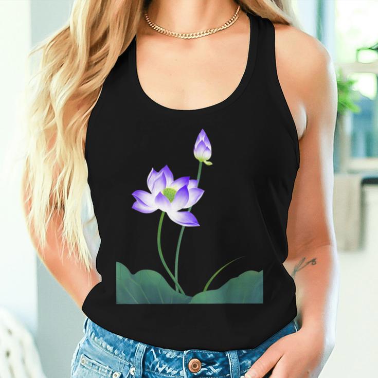 蓮の花シャツ 美しい紫蓮の花 レディースタンクトップ 彼女への贈り物