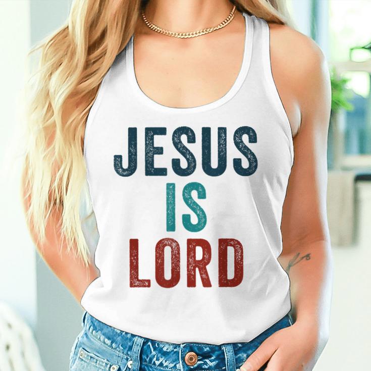Jesus Is Lord – Christian Faithintage Born-Again Graphic レディースタンクトップ 彼女への贈り物
