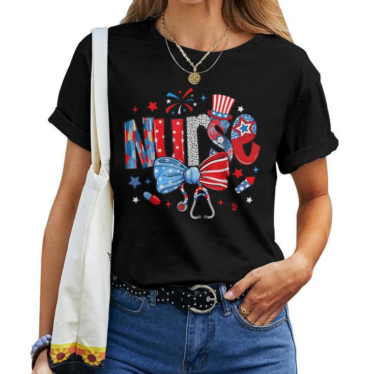4Th Of July Nurse American Flag Fourth Of July Nurse Women T-shirt