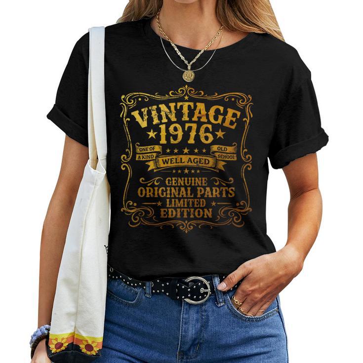 50歳 誕生日 男性女性intage 1976年1976年生まれ レトロデザインブランド レディースTシャツ