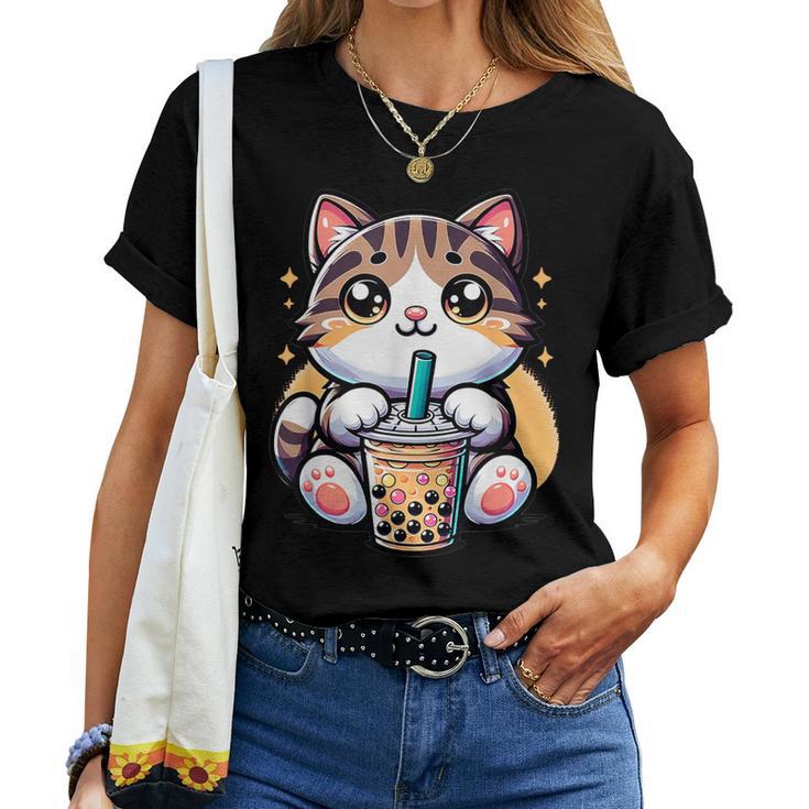 Boba Cat Drinking Boba Kitten Kawaii 日本人 男性 女性 キッズ レディースTシャツ