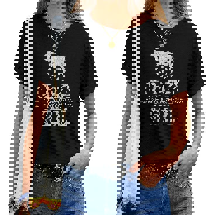 Crazy Horse Girl 、ストレスを感じたエクエストリアン愛好家へのギフト レディースTシャツ