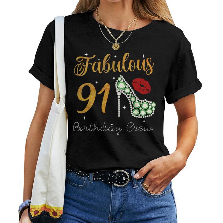 Fabulous Queen 91歳の誕生日クルーパーティ隊のお祝い 長袖tシャツ レディースTシャツ
