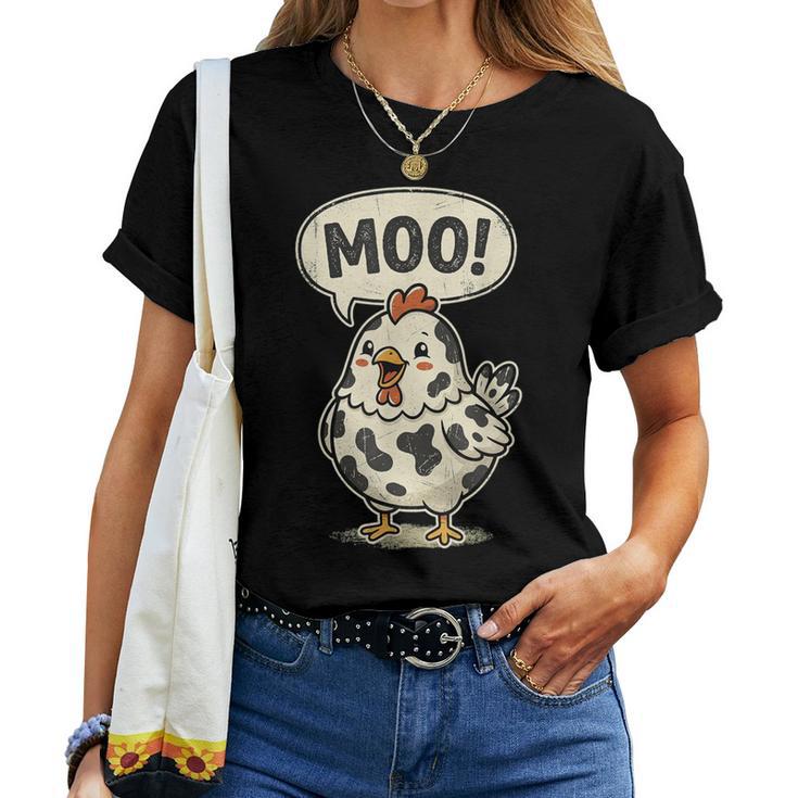 Moo 鶏 牛 農場 動物 ユーモア 男性 女性 キッズ 4 レディースTシャツ