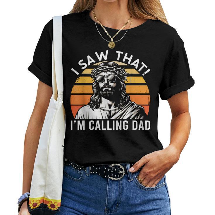 Hoisto Cheto Chiamando Papà Jesus Meme Christian Maglietta da donna