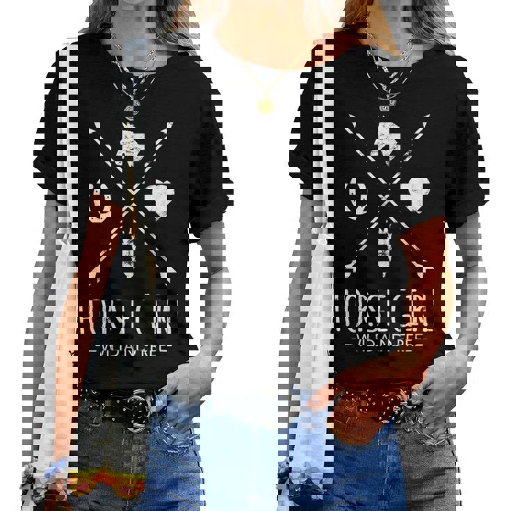 Horse Girl Wild And Free Arrow 馬好き乗馬tシャツ レディースTシャツ