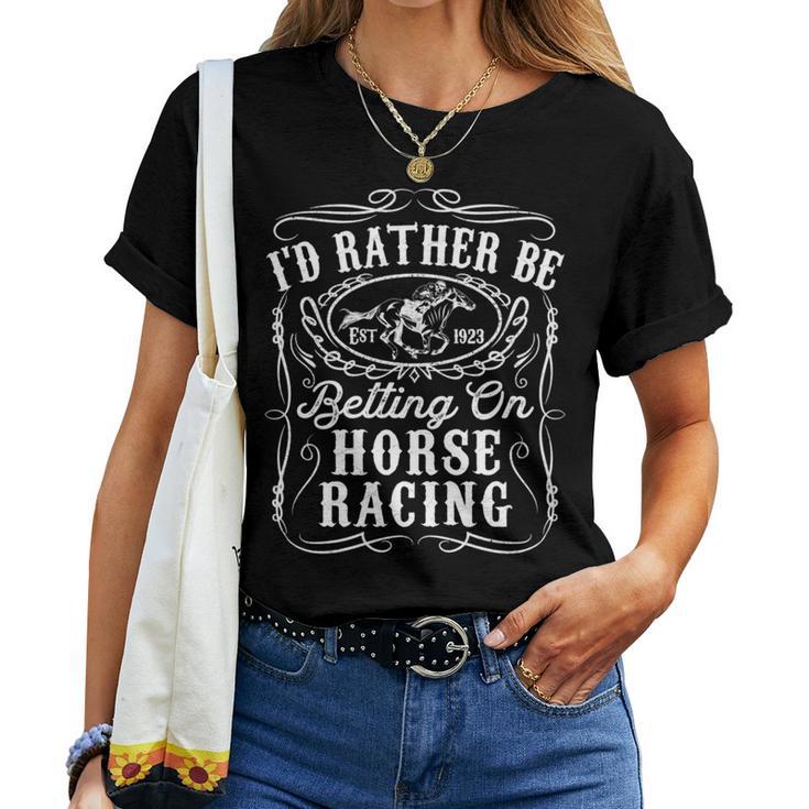 Id Rather Be Betting On Horse Racing 面白い 馬 ダービー ギフト 長袖tシャツ レディースTシャツ