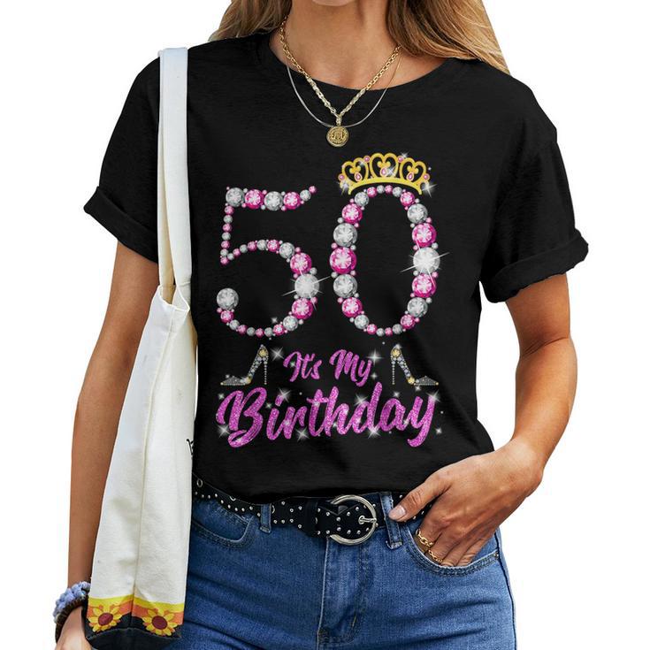 It's My 50Th Birthday Queen Tiarahoes 50歳 Old Bday ギフト レディースTシャツ