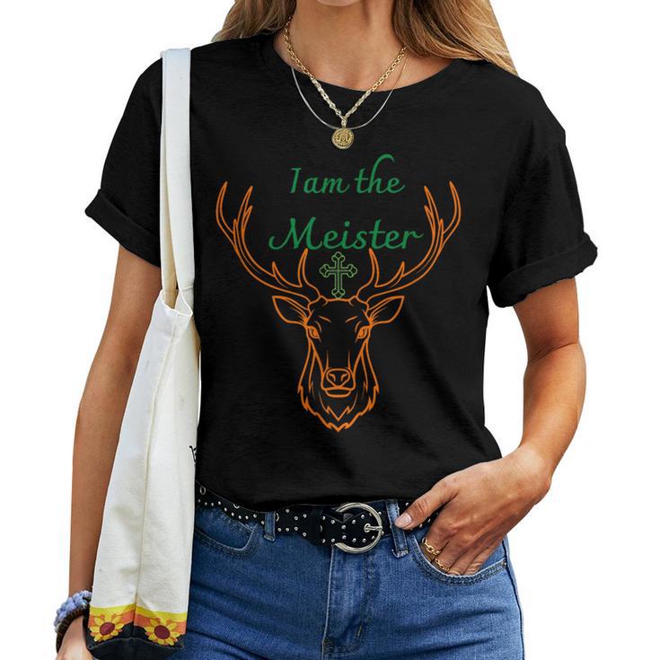 Jaegermeister Meister Deer Family Dad Mum Cheeky レディースTシャツ