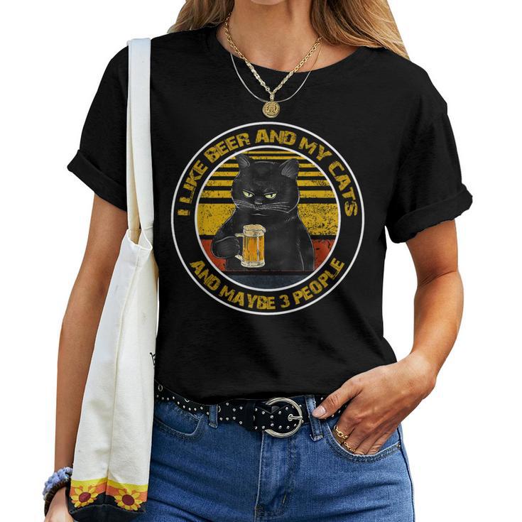 I Like Beer My Cat And Maybe 3人用 デイキャット レディースTシャツ