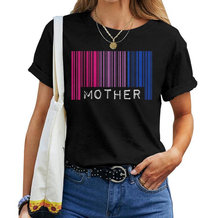 Madre Bisexual Orgullo Bandera Código De Barras Lgbtq Día De La Madre Mamá Cuello Camiseta de mujer