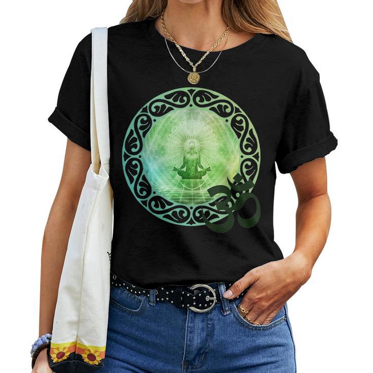 Mandala Namaste スピリチュアルブッダ ファッション服セット グリーン レディースTシャツ