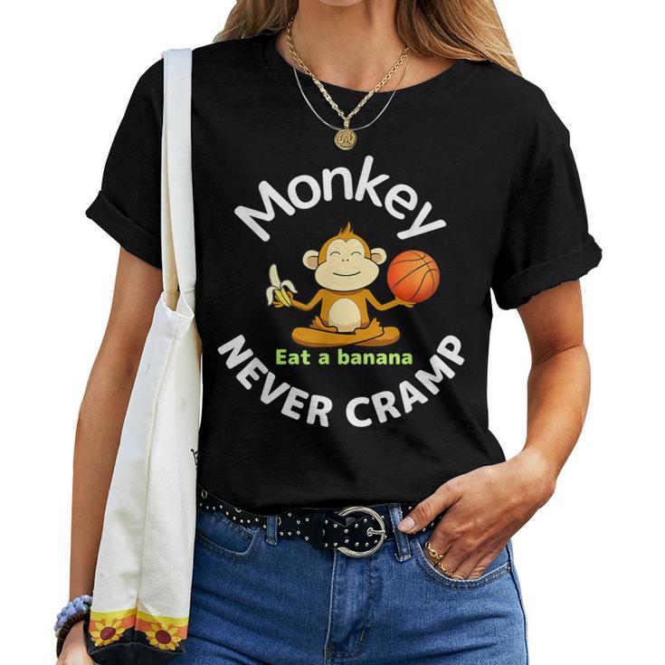 Monkey Never Cramp Eat A Banana Basketball レディースTシャツ